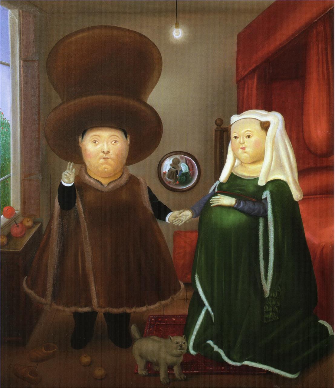 After the Arnolfini Van Eyck Fernando Botero Oil Paintings